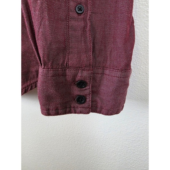Rock & Republic Shirt Mens XL Burgundy Long Sleeve Button Up Two Zipper Pockets - Picture 9 of 12